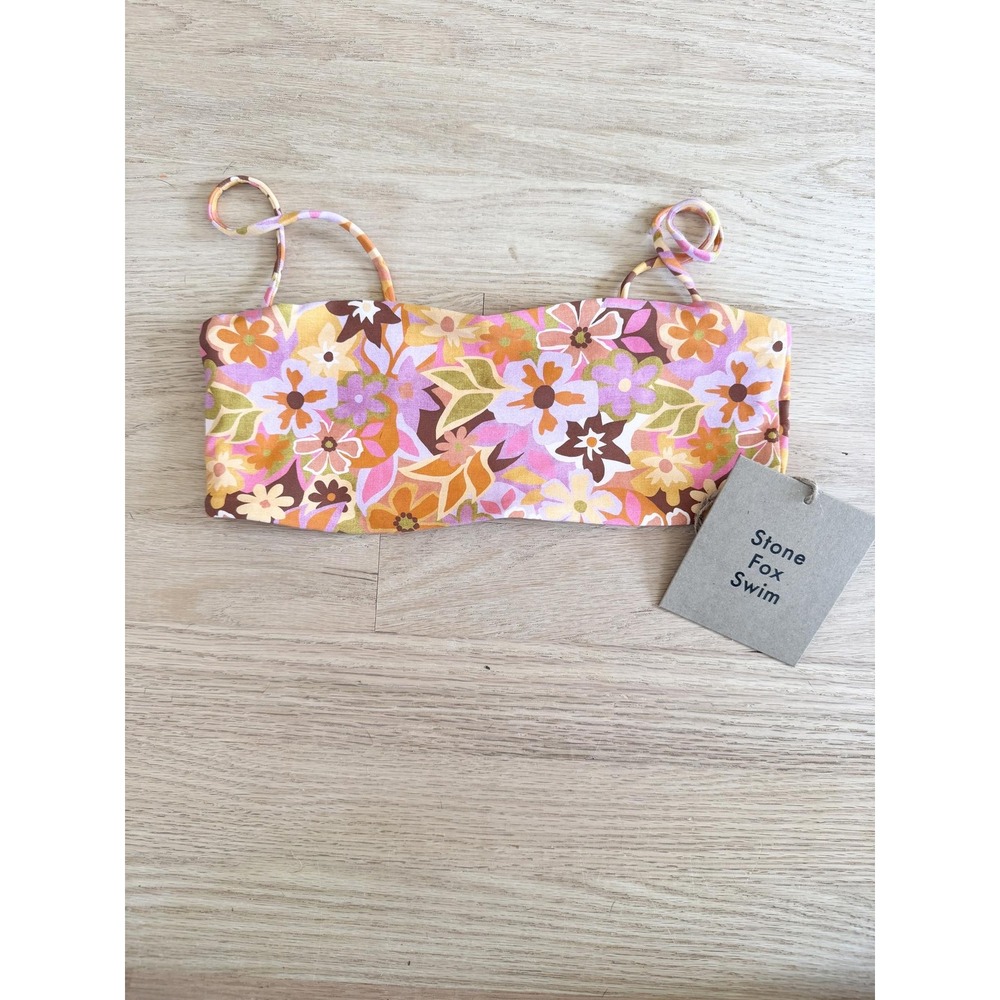 Stone Fox Swim Retro Pop Floral Print Bikini Top XS